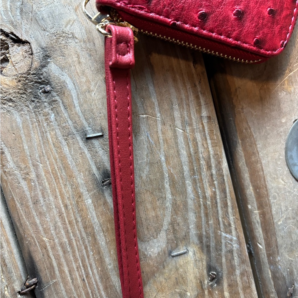 Red Ostrich Pattern Wallet - Picture 3 of 5